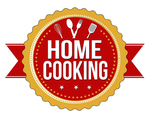 Otthoni főzés címkével vagy pecséttel — Stock Vector
