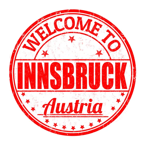 Willkommen in innsbruck, Österreich-Marke — Stockvektor