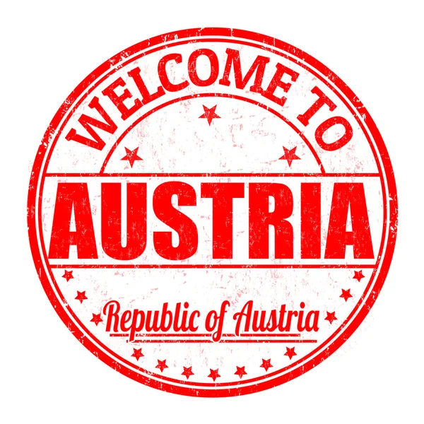 Welcome to Austria stamp — Stock Vector