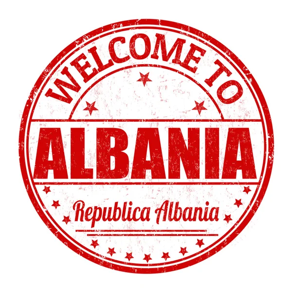 Welcome to Albania stamp — Stock Vector