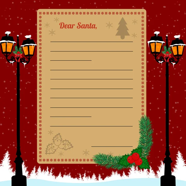 サンタクロースへのクリスマスの手紙 — ストックベクタ