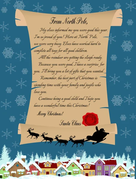Brief vom Weihnachtsmann — Stockvektor
