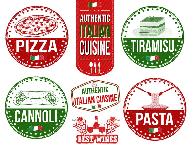 Auténticos sellos de comida italiana — Vector de stock