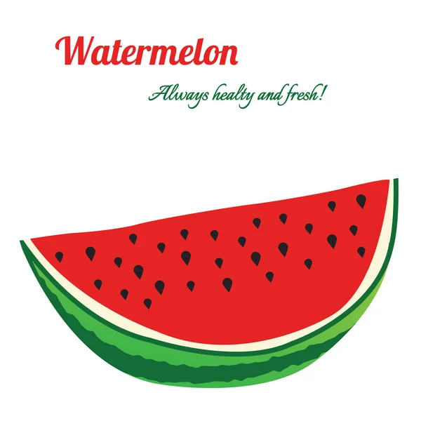 Watermelon slice on white — Stock Vector