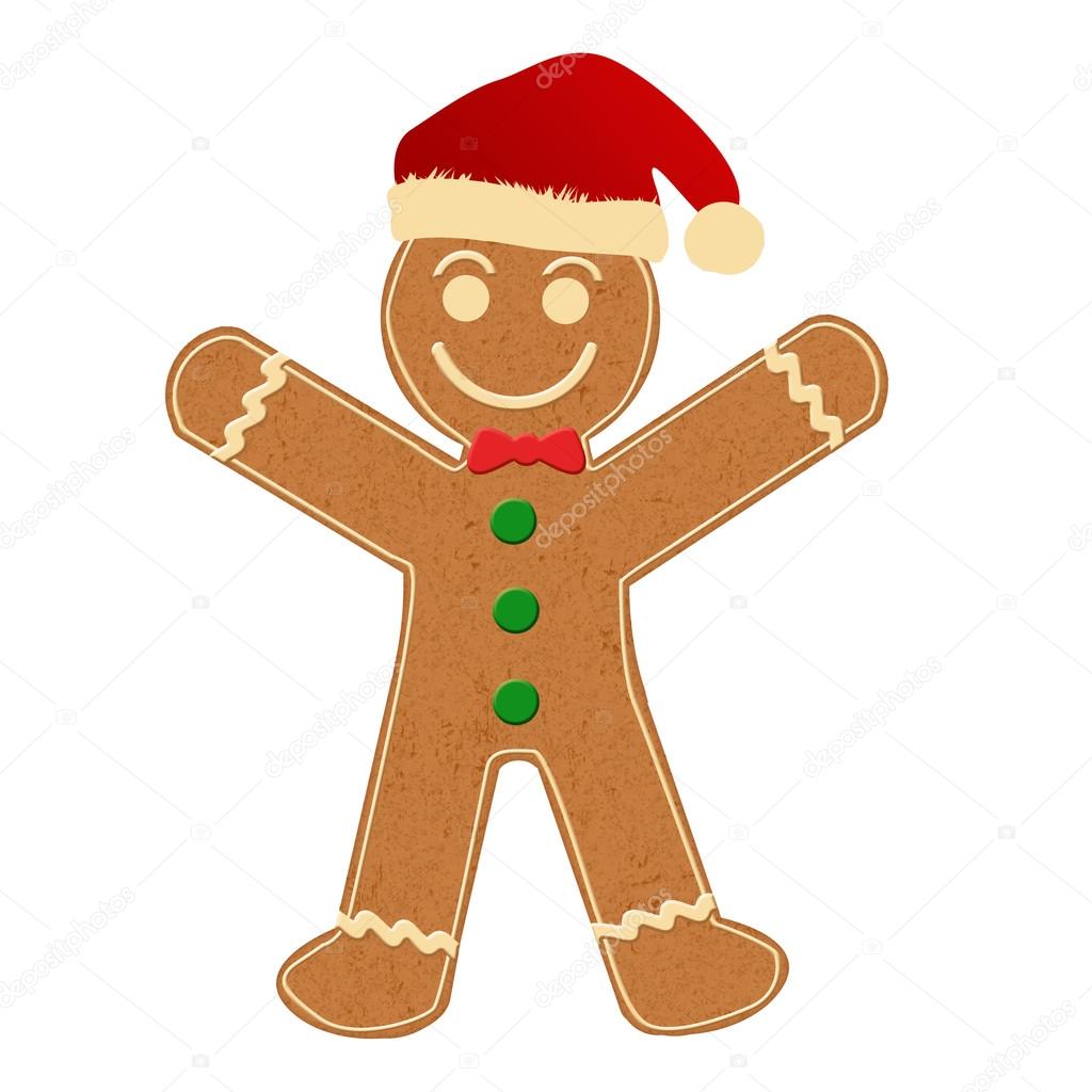 Gingerbread Man with Santa Hat