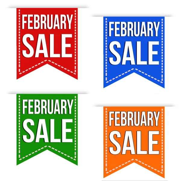 Februari verkoop banner ontwerpset — Stockvector