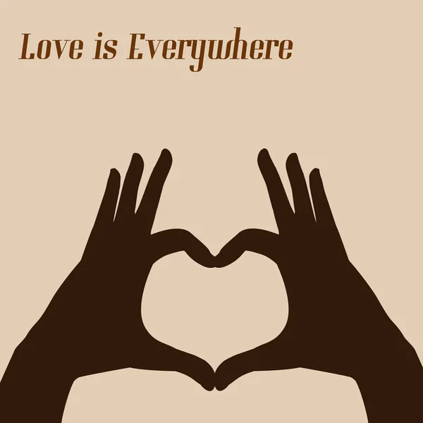 Poster rétro geste main en forme de coeur — Image vectorielle