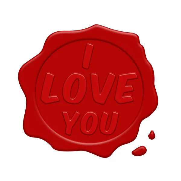 I love you red wax stamp — Stock Vector