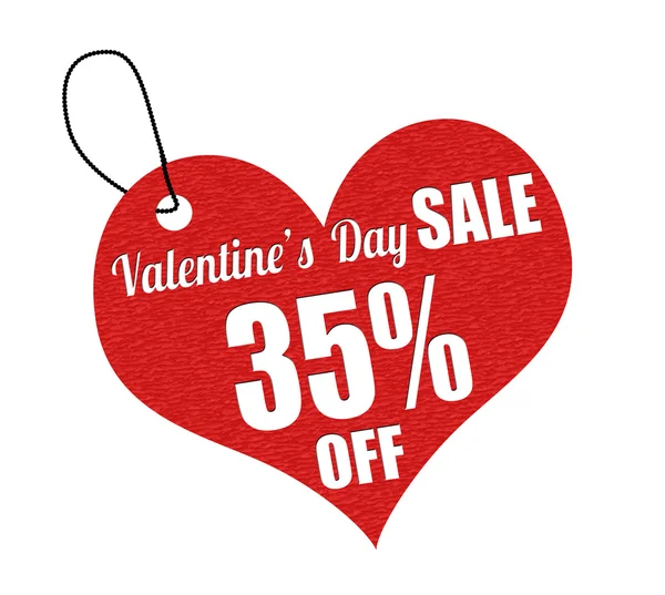 Valentines sale 35 percent off label or price tag — Stock Vector