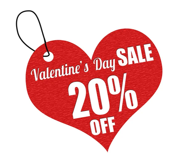 Valentines sale 20 percent off label or price tag — Stock Vector