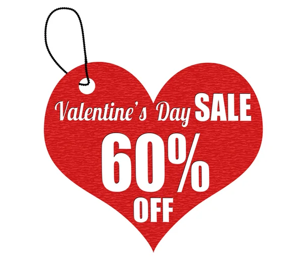 Valentines sale 60 percent off label or price tag — Stock Vector