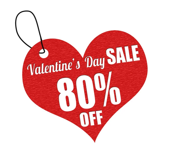 Valentines sale 80 percent off label or price tag — Stock Vector