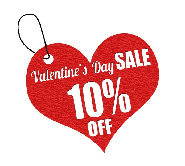 Valentines sale 10 percent off label or price tag — Stock Vector