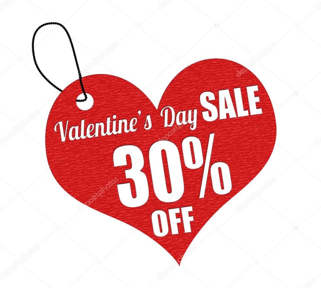Valentines sale 30 percent off label or price tag