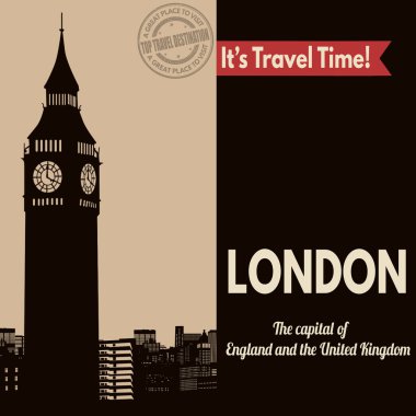 Londra, retro turistik poster