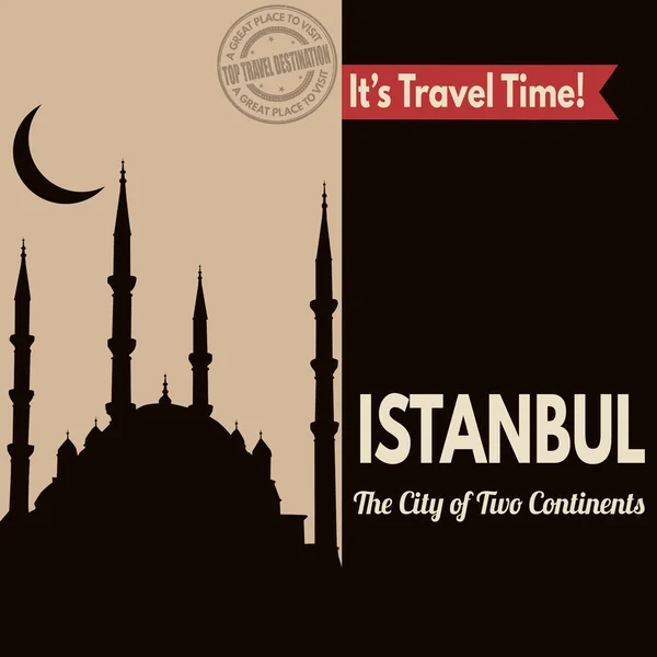 Стамбул, ретро-туристический плакат — стоковый вектор