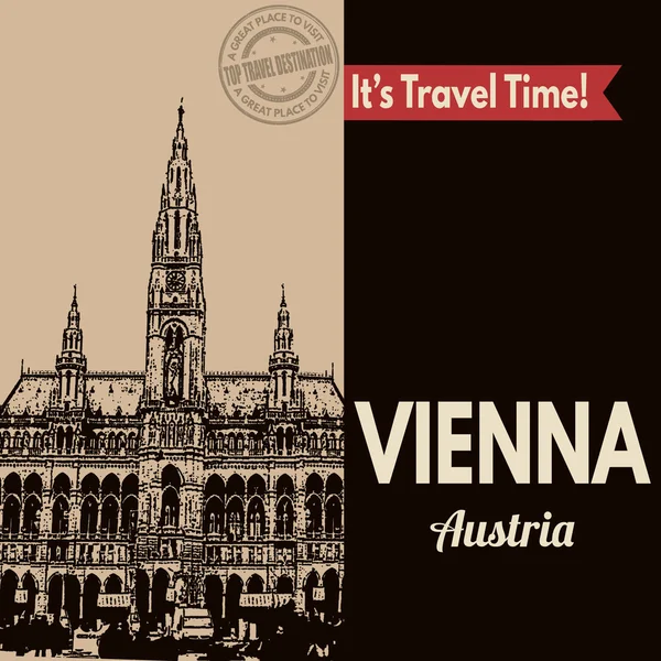 Viyana, retro turistik poster — Stok Vektör