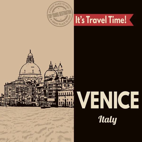 Venecia, cartel turístico retro — Vector de stock