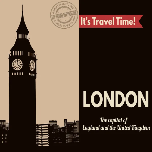 Londres, cartaz turístico retro — Vetor de Stock