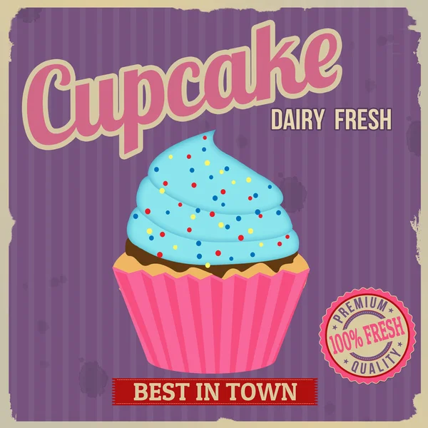 Cupcake retro plakát — Stock Vector