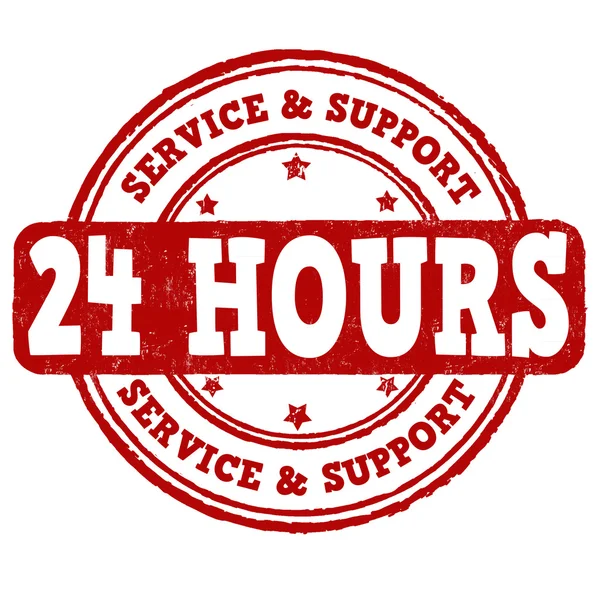 Service 24 heures sur 24 et timbre de soutien — Image vectorielle
