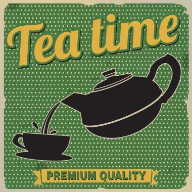 Çay zaman retro poster