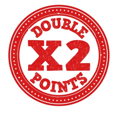 Earn x2 double points stamp clipart