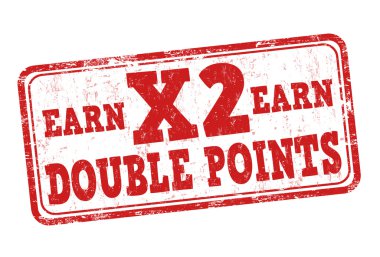 Earn x2 double points stamp clipart