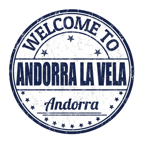 欢迎来到安道尔拉贝拉邮票 — 图库矢量图片