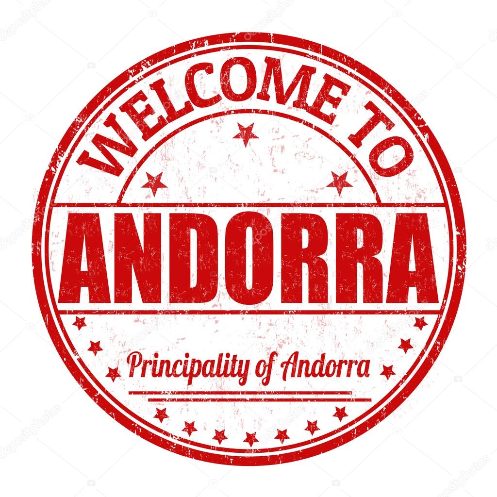 Welcome to Andorra stamp