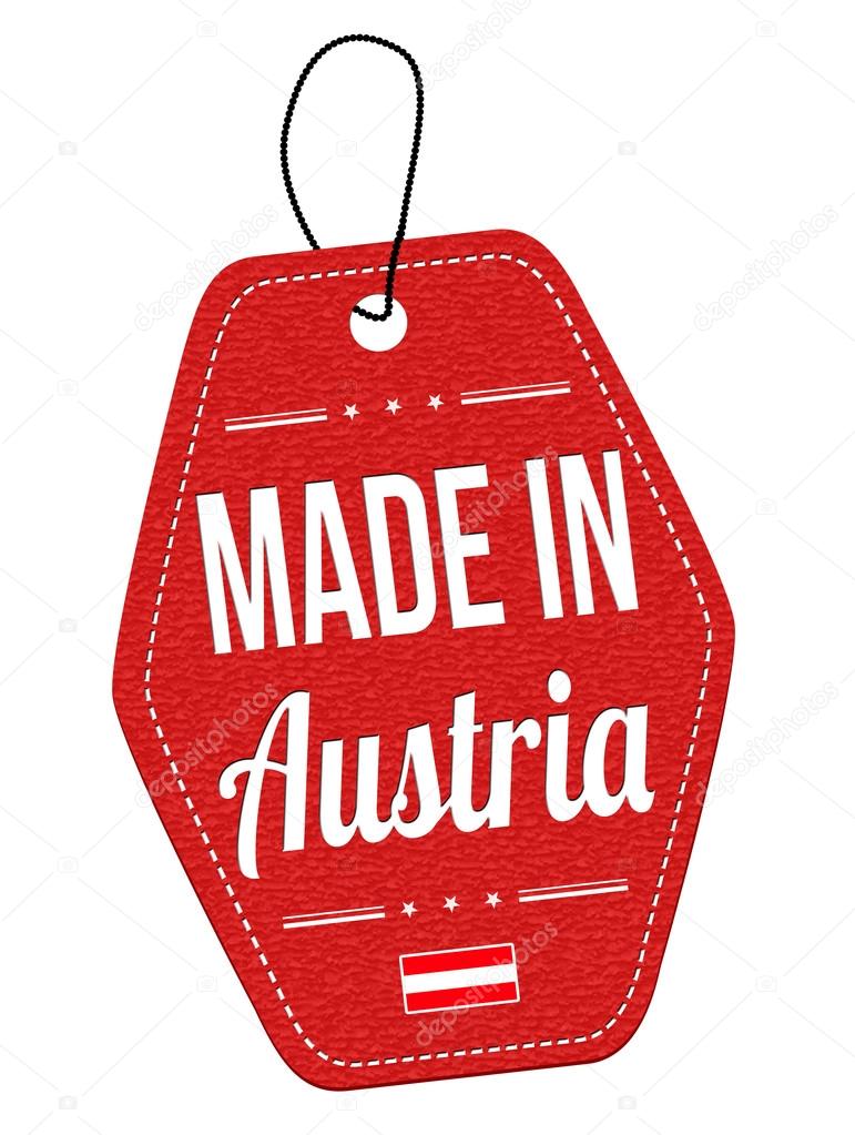 Made in Austria label or price tag 