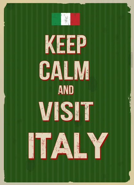 Zachować spokój i odwiedzić Włochy retro plakat — Wektor stockowy