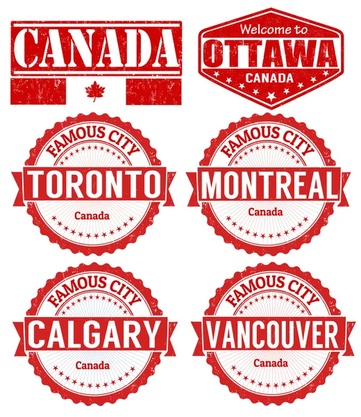 Set van Canada steden postzegels — Stockvector