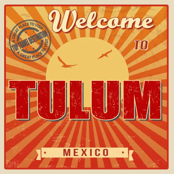 Tulum, Mexico vintage poster — Stock Vector