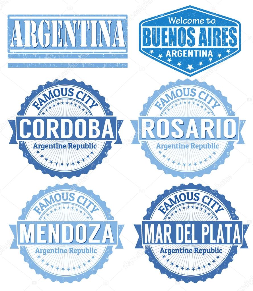 Set of Argentina cities stamps