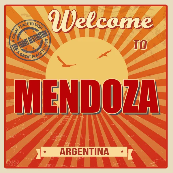 Benvenuti al poster di Mendoza — Vettoriale Stock