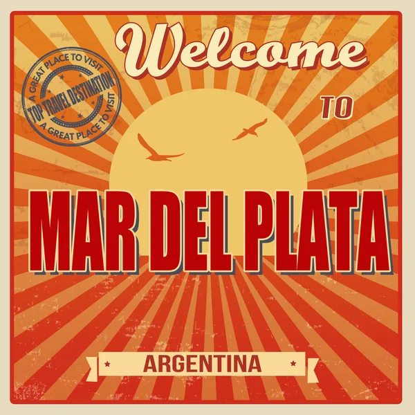 Bienvenidos al cartel de Mar del Plata — Archivo Imágenes Vectoriales