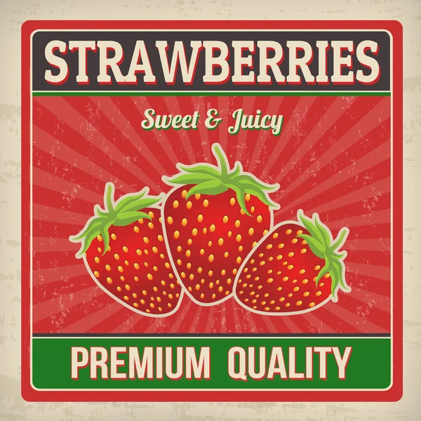 Strawberries retro poster — Stock Vector