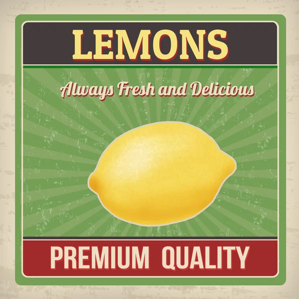 Lemons retro poster — Stock Vector