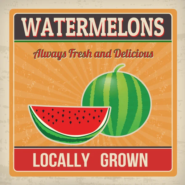 Watermelons retro poster — Stock Vector