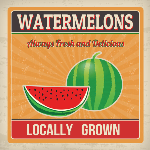 Watermelons retro poster