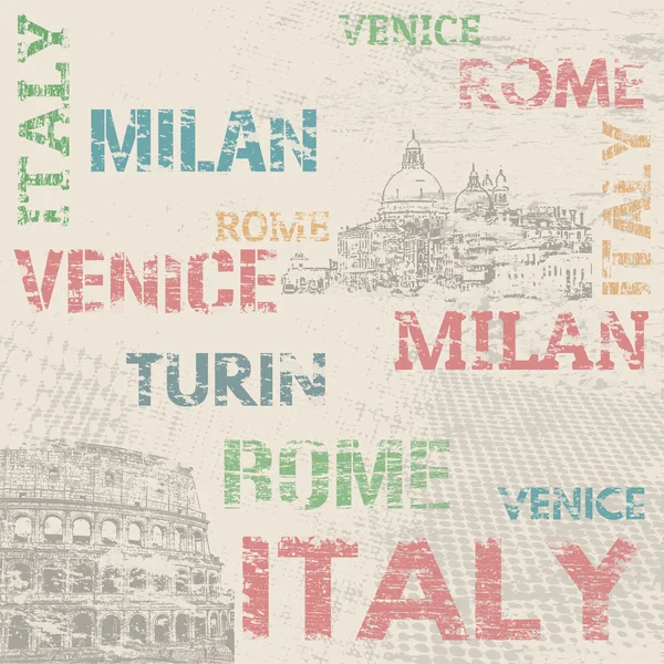 Diseño de póster tipográfico con Italia — Vector de stock