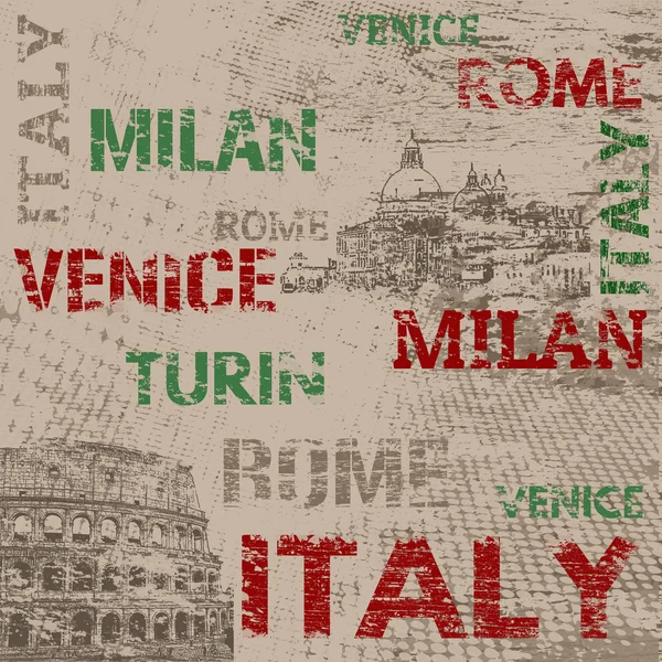 Typographic poster design with Italy — Stock Vector