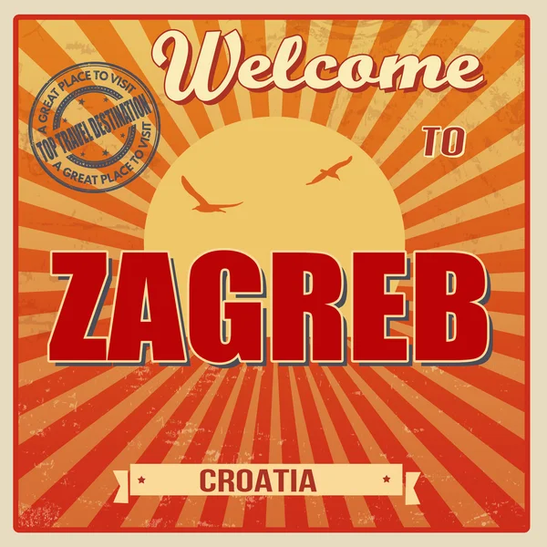 Zagreb retro poster — Stok Vektör