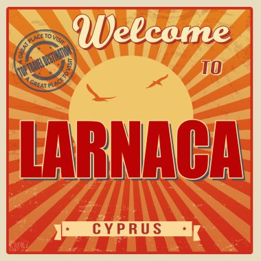 Larnaka retro poster için hoş geldiniz