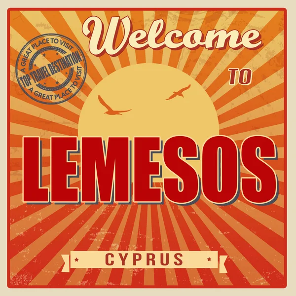 Bienvenido a Lemesos cartel retro — Vector de stock