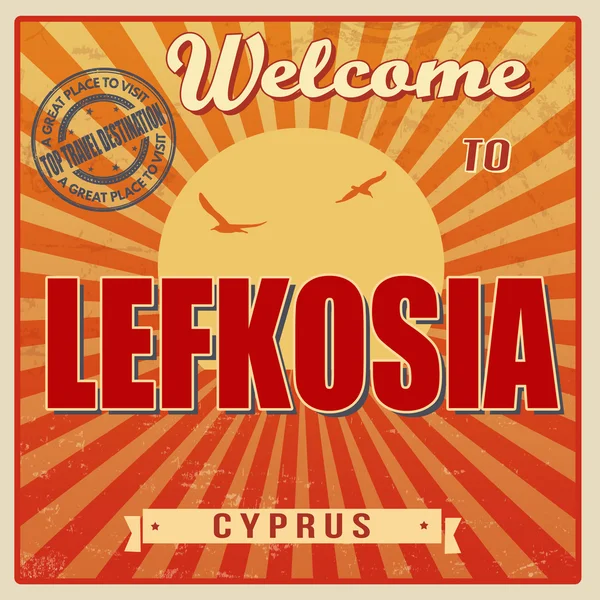 Lefkosia retro poster için hoş geldiniz — Stok Vektör