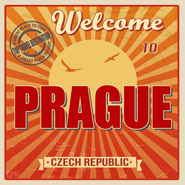 Prag retro poster Hoşgeldiniz — Stok Vektör