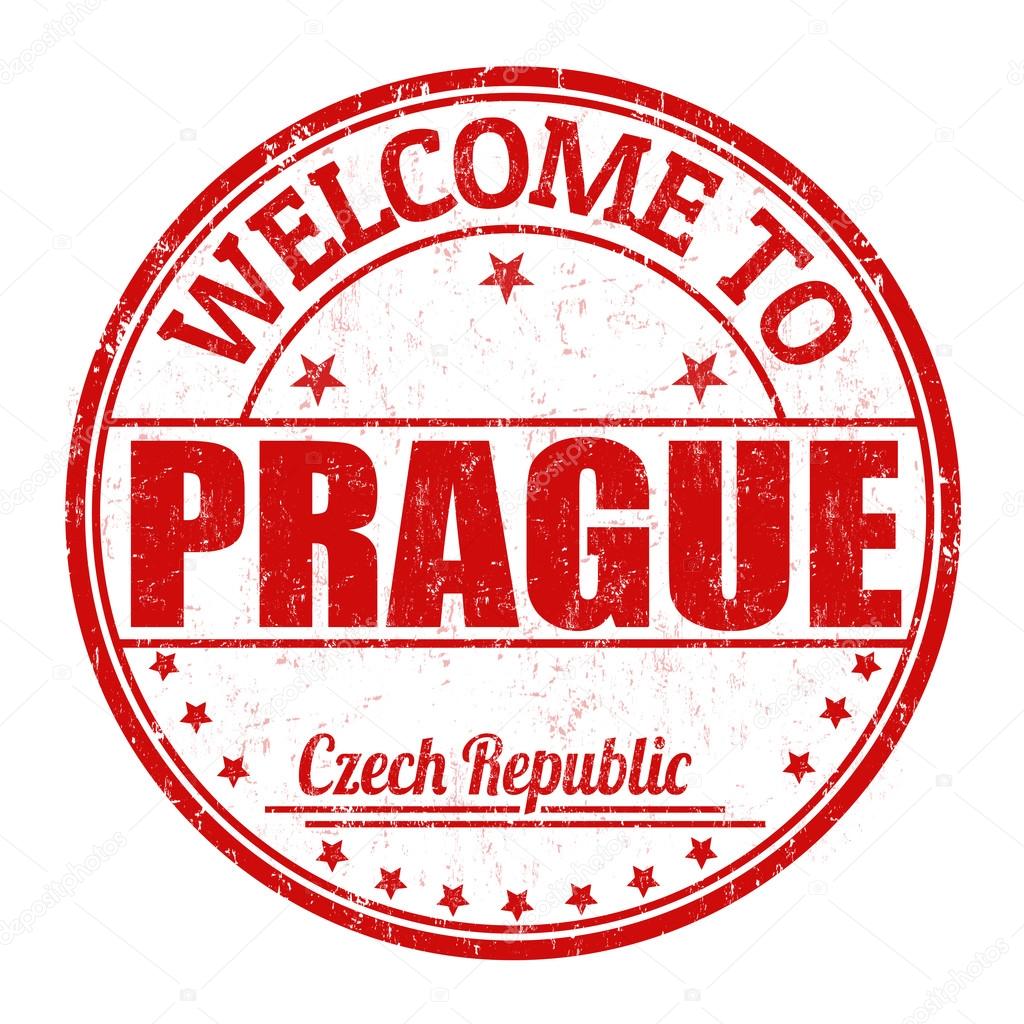 Welcome to Prague stamp
