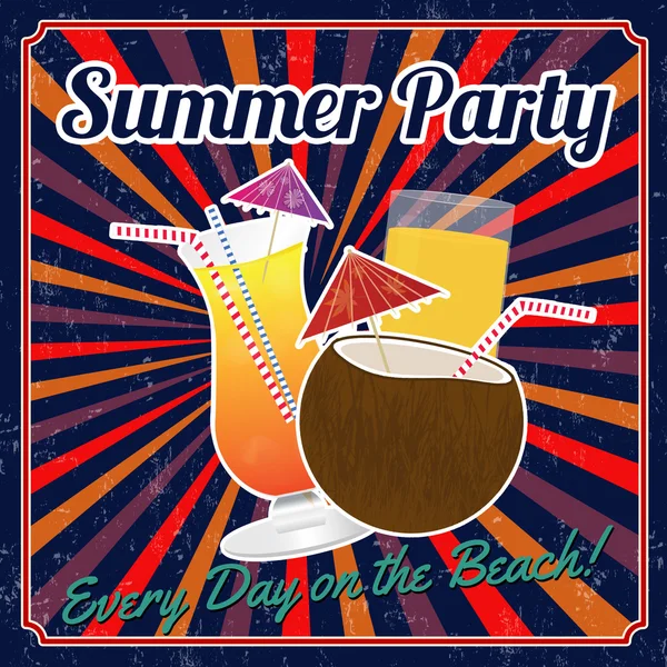Summer party vintage poster — Stock Vector